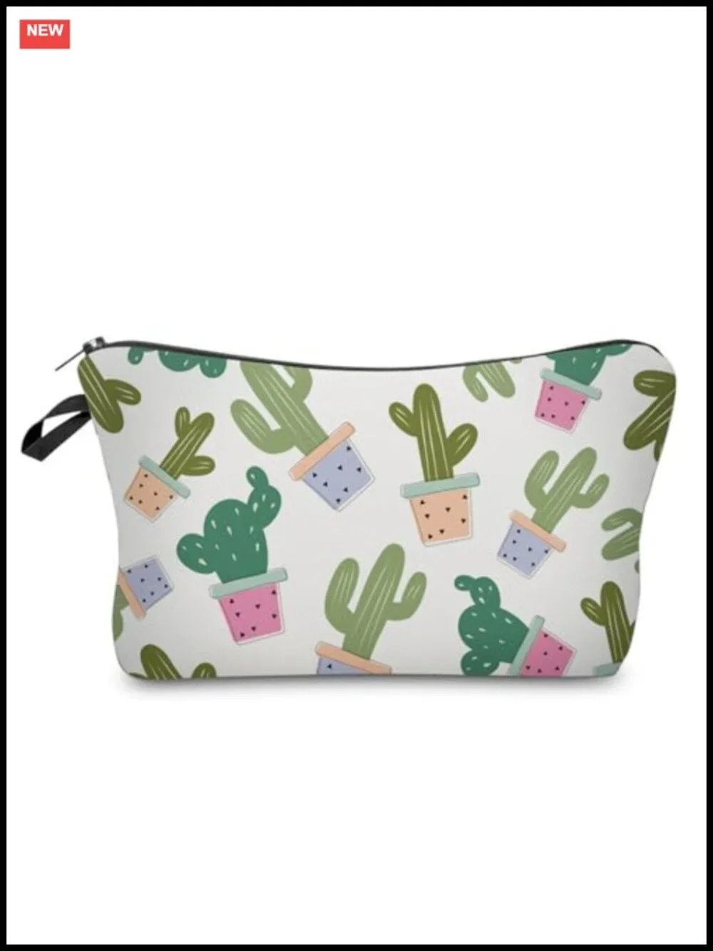 Cactus Printed Small Cosmetic Bag Padded Makeup Organizer Pouch Zipper Travel